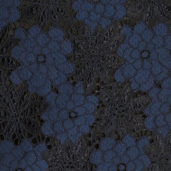 Trina Turk Embroidered Sheer Bell Sleeve 2-Tone Blue Black Lace Dress 4 Small - Picture 5 of 13